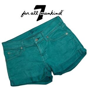 7 For All Mankind Women’s Cotton Blend Dark Teal Shorts - Size‎ 25